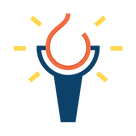 Stylized torch icon with bright white flame and yellow radiating light.