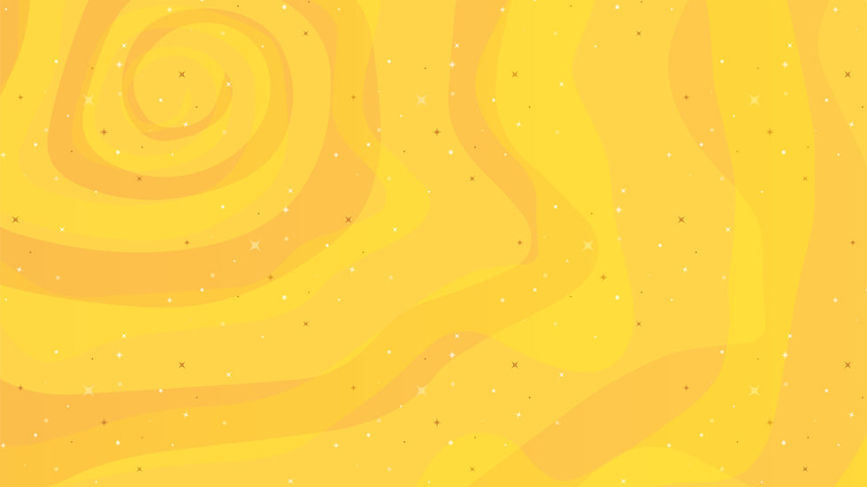 Abstract yellow and orange background with subtle swirling patterns and tiny dots.