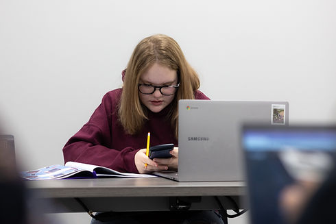 female student studying