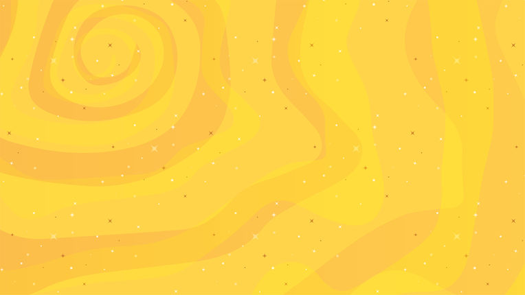 Abstract yellow background with orange swirls and tiny white speckles throughout the image.