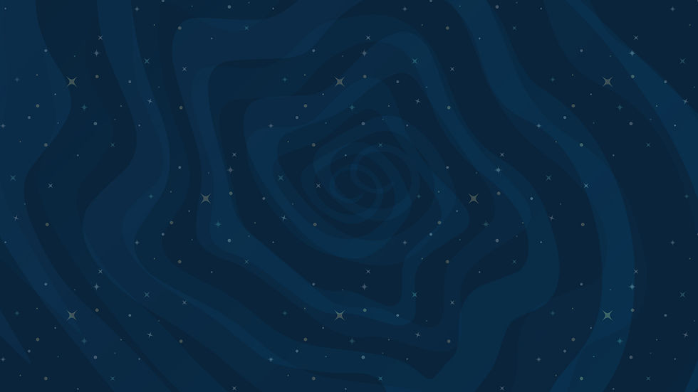 Abstract swirling design with a dark blue background and tiny white stars